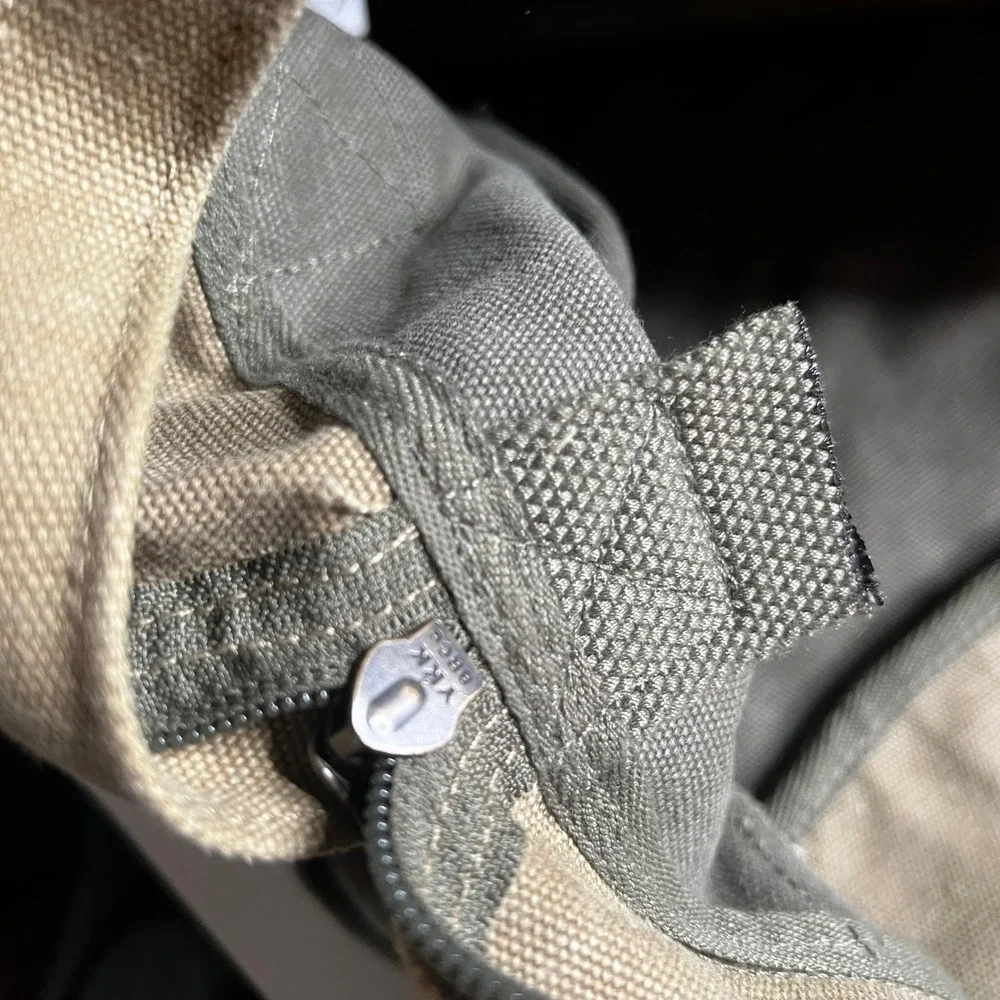 LL Bean Canvas Duffle Bag Khaki Olive Green World Hunger Relief Yum Logo Travel